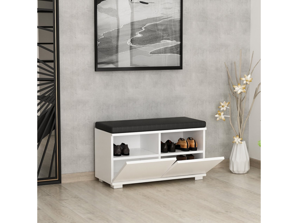 Drago" wooden shoe cabinet - 80 x 35 x 42 cm - White