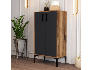 Prag" wooden shoe cabinet - 60 x 35 x 111 cm - Anthracite grey 2