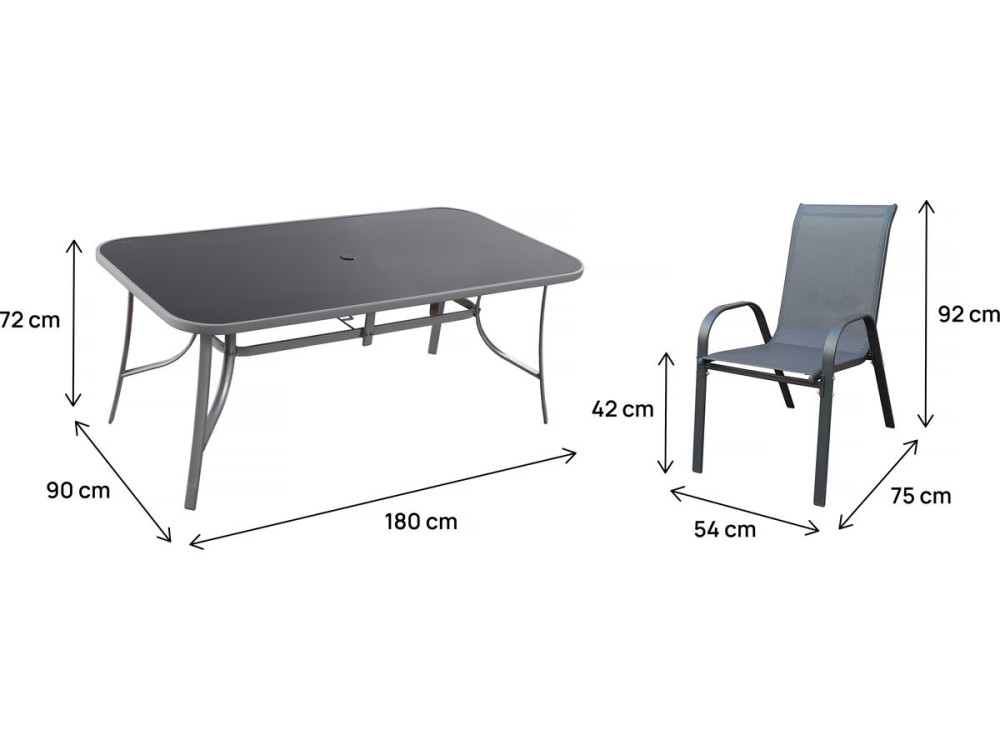 "Cordoba XL 180" 8-seater garden dining set - Grey