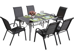 Textilene garden furniture "cordoba + Porto" 6 people dark gray