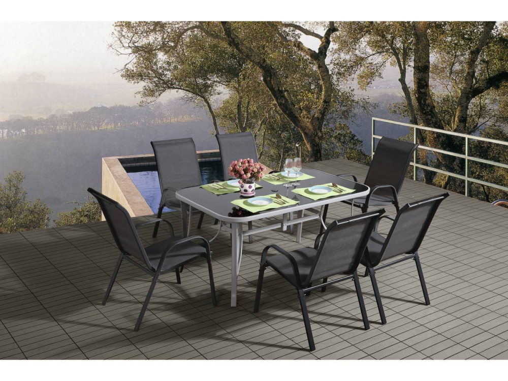 Textilene garden furniture "cordoba + Porto" 6 people dark gray