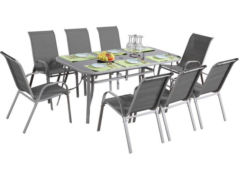 Textilene garden furniture "cordoba + Porto" 8 people light gray