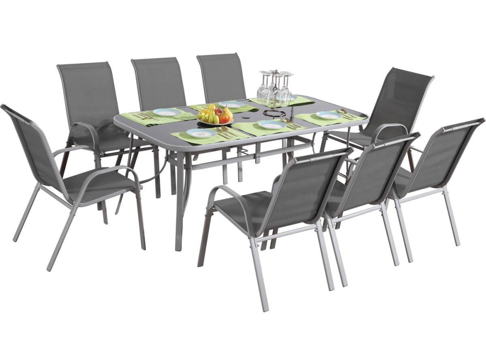 Textilene garden furniture "cordoba + Porto" 8 people light gray