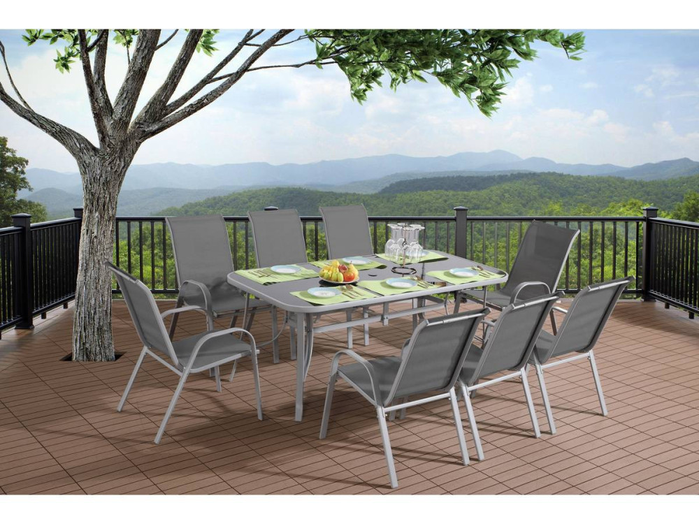 Textilene garden furniture "cordoba + Porto" 8 people light gray