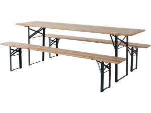 Lisbon" folding beer garden table with 2 benches - 218 x 59.5 x 75 cm - Brown