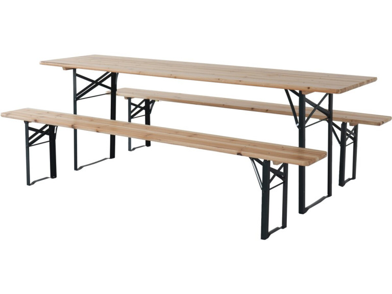 Lisbon" folding beer garden table with 2 benches - 218 x 59.5 x 75 cm - Brown