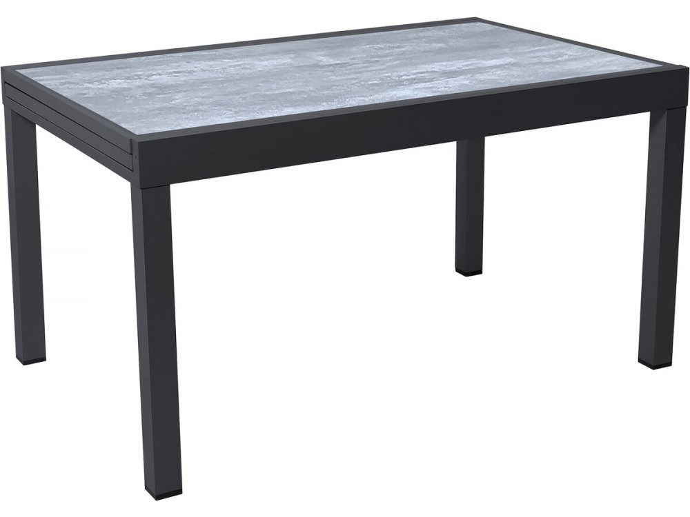 Lagos" aluminium extendable table and garden chairs - 140/280 x 90 x 76 cm - 8 seats - Light grey