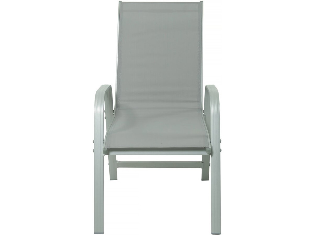 Lagos" aluminium extendable table and garden chairs - 140/280 x 90 x 76 cm - 8 seats - Light grey