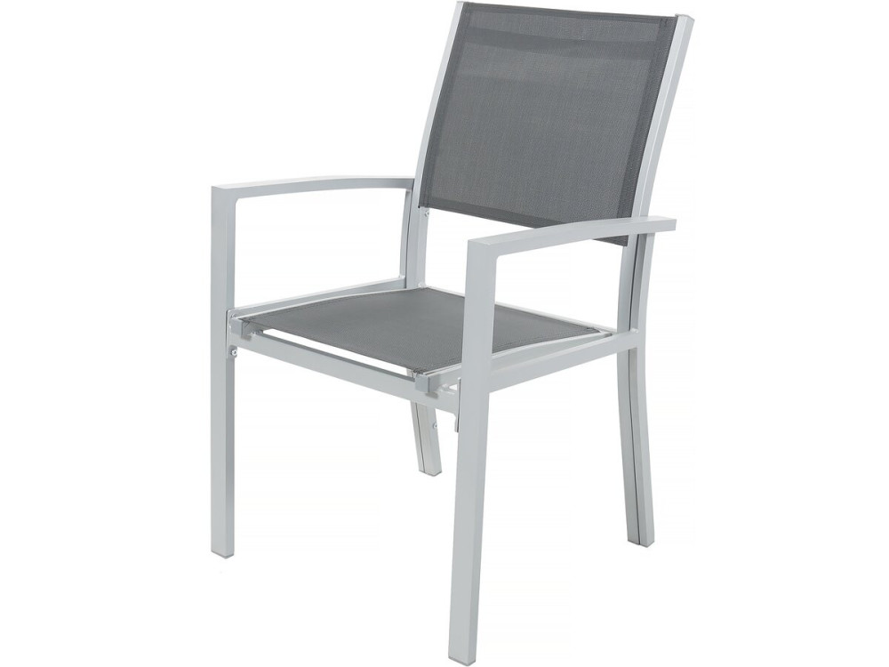 Lagos" aluminium extendable table and garden chairs - 200/320 x 105 x 76 cm - 10 seats - Dark grey