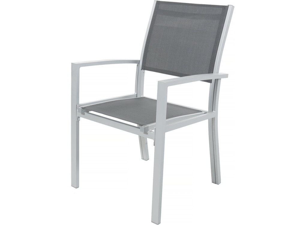 Lagos" aluminium extendable table and garden chairs - 200/320 x 105 x 76 cm - 12 seats - Dark grey