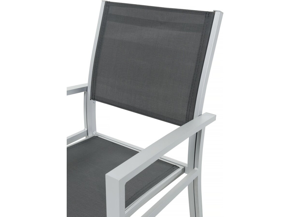 Lagos" aluminium extendable table and garden chairs - 200/320 x 105 x 76 cm - 12 seats - Dark grey