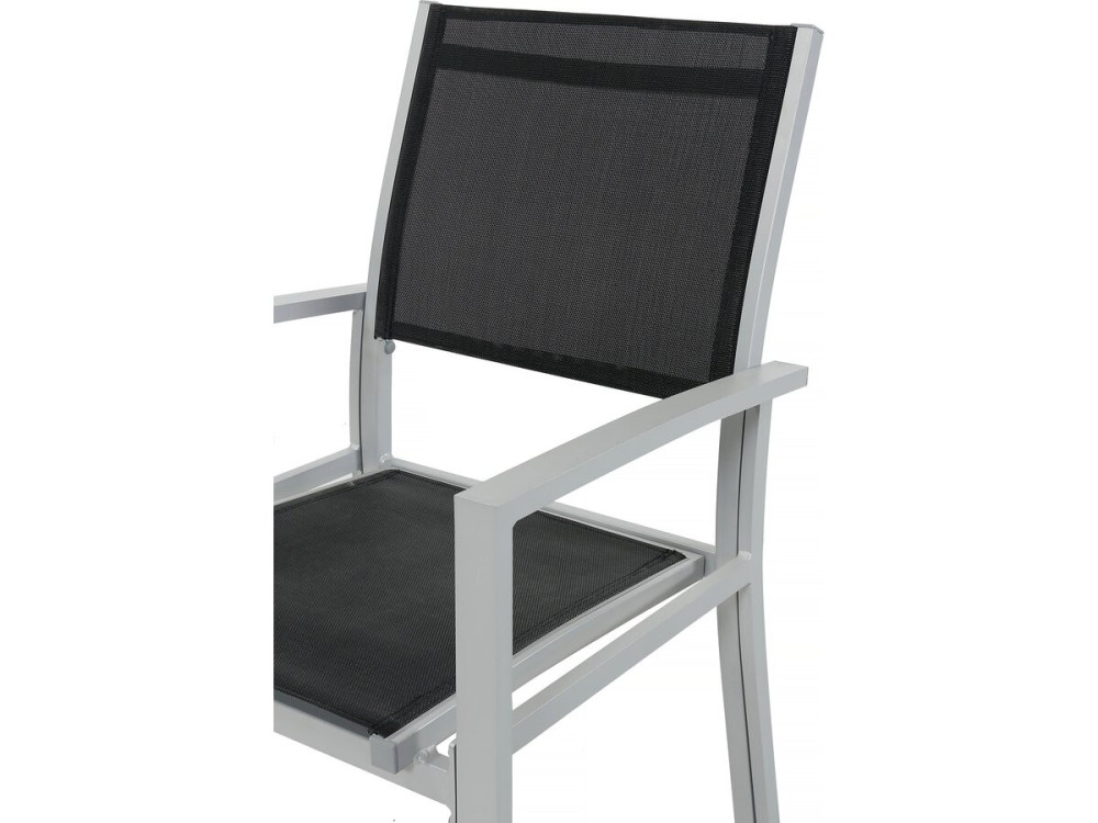 Lagos" aluminium extendable table and garden chairs - 200/320 x 105 x 76 cm - 10 chairs - Black