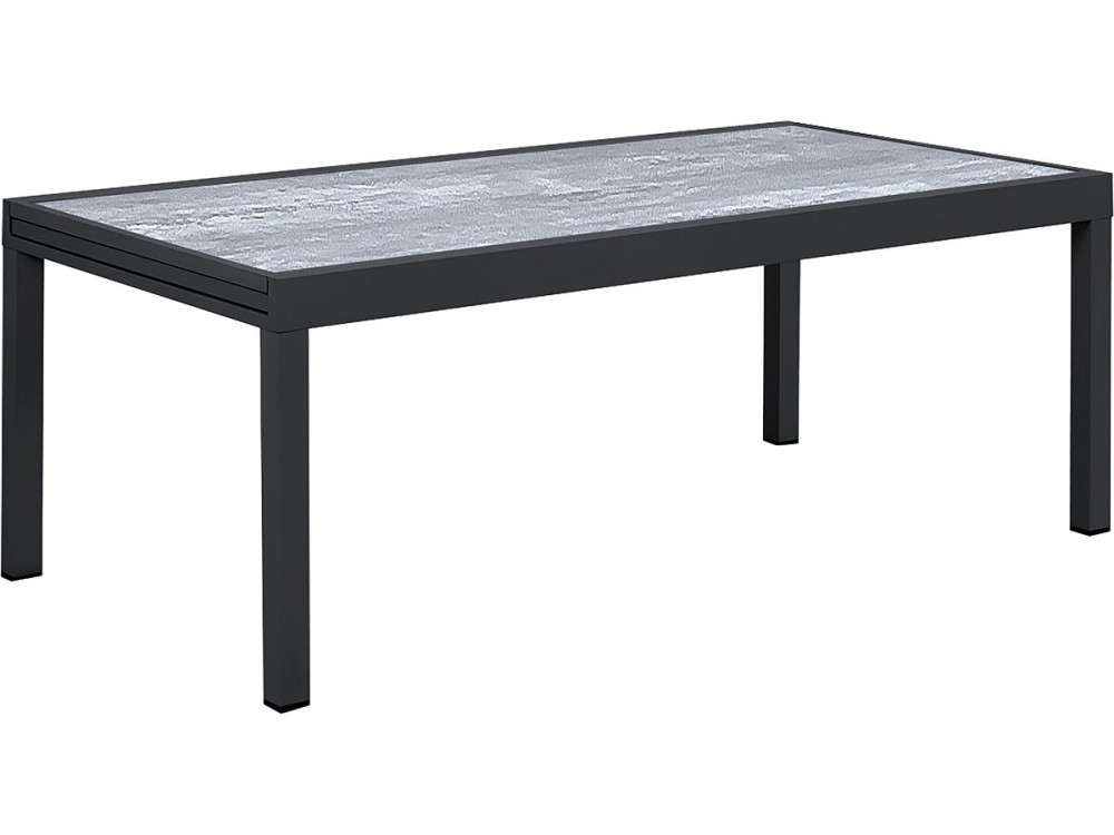 Lagos" aluminium extendable table and garden chairs - 200/320 x 105 x 76 cm - 12 chairs - Black