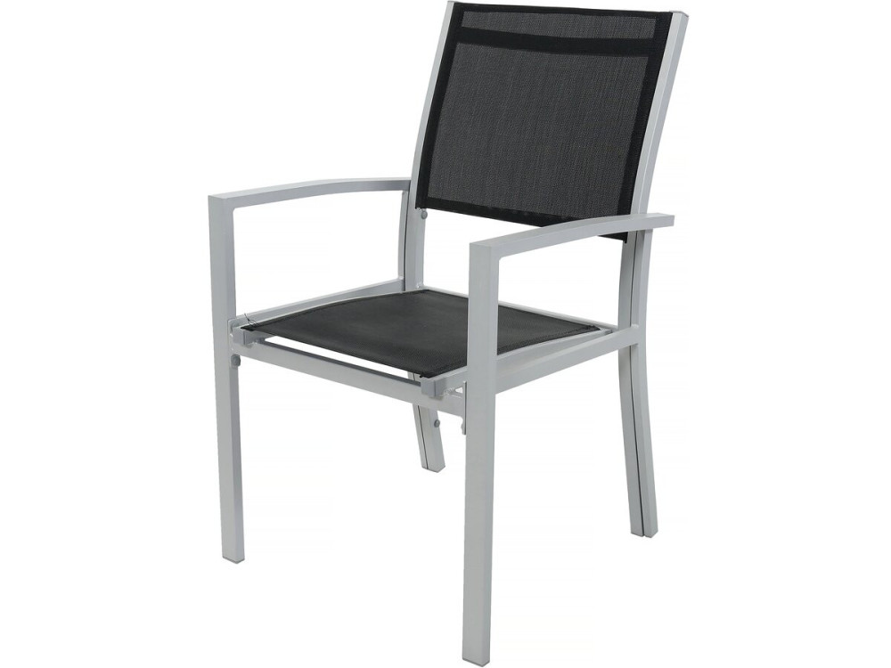 Lagos" aluminium extendable table and garden chairs - 200/320 x 105 x 76 cm - 12 chairs - Black