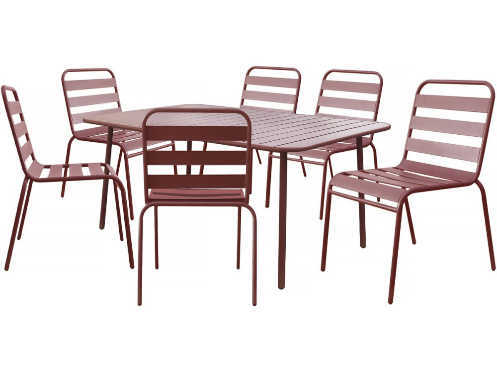 "Bilbao" metal garden furniture set - 6 seats - Terracotta
