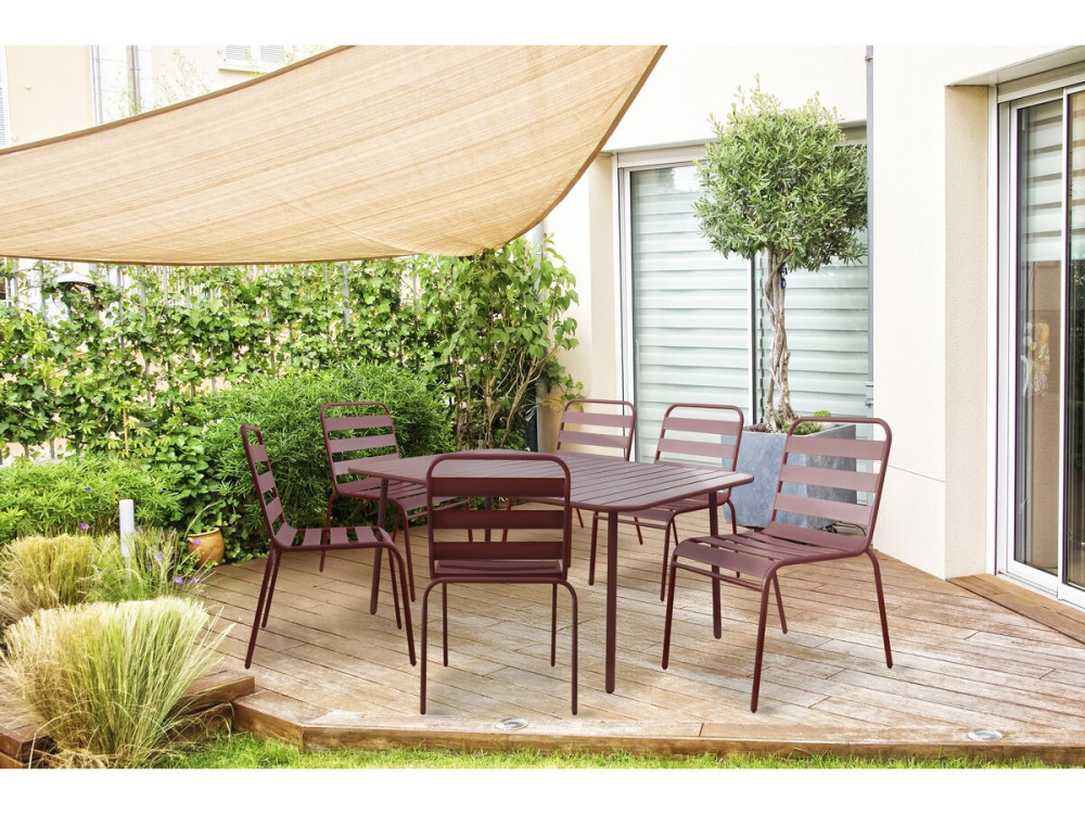"Bilbao" metal garden furniture set - 6 seats - Terracotta