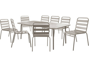 "Bilbao" metal garden furniture set - 8 seats - Taupe