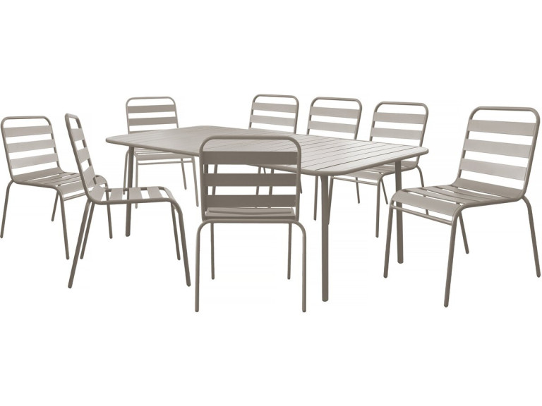 "Bilbao" metal garden furniture set - 8 seats - Taupe