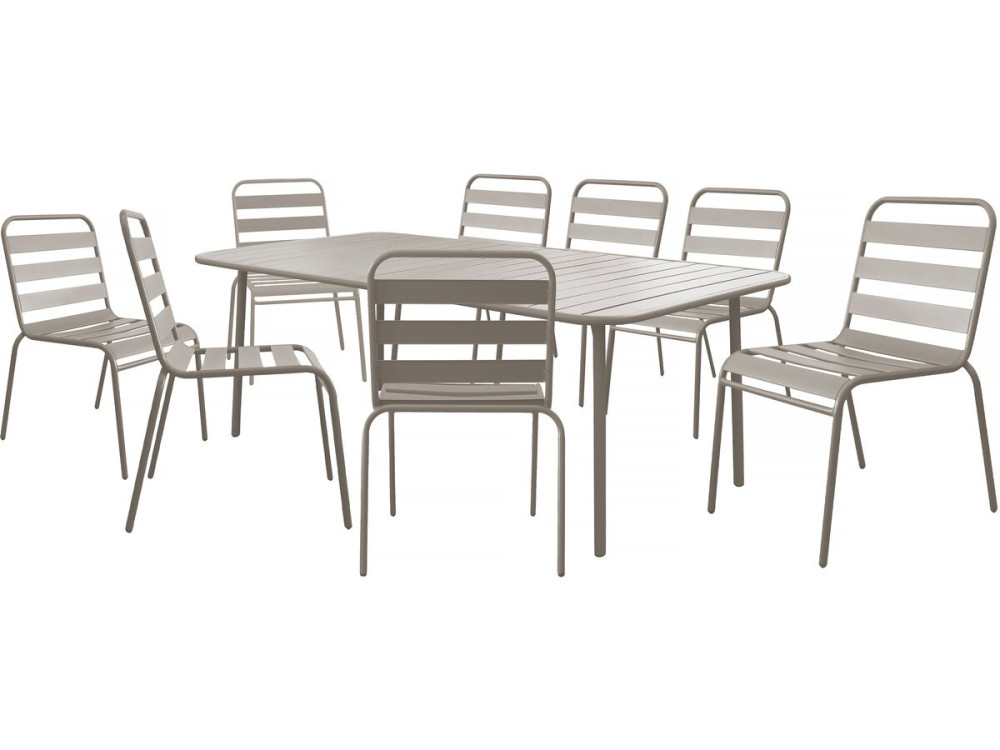 "Bilbao" metal garden furniture set - 8 seats - Taupe