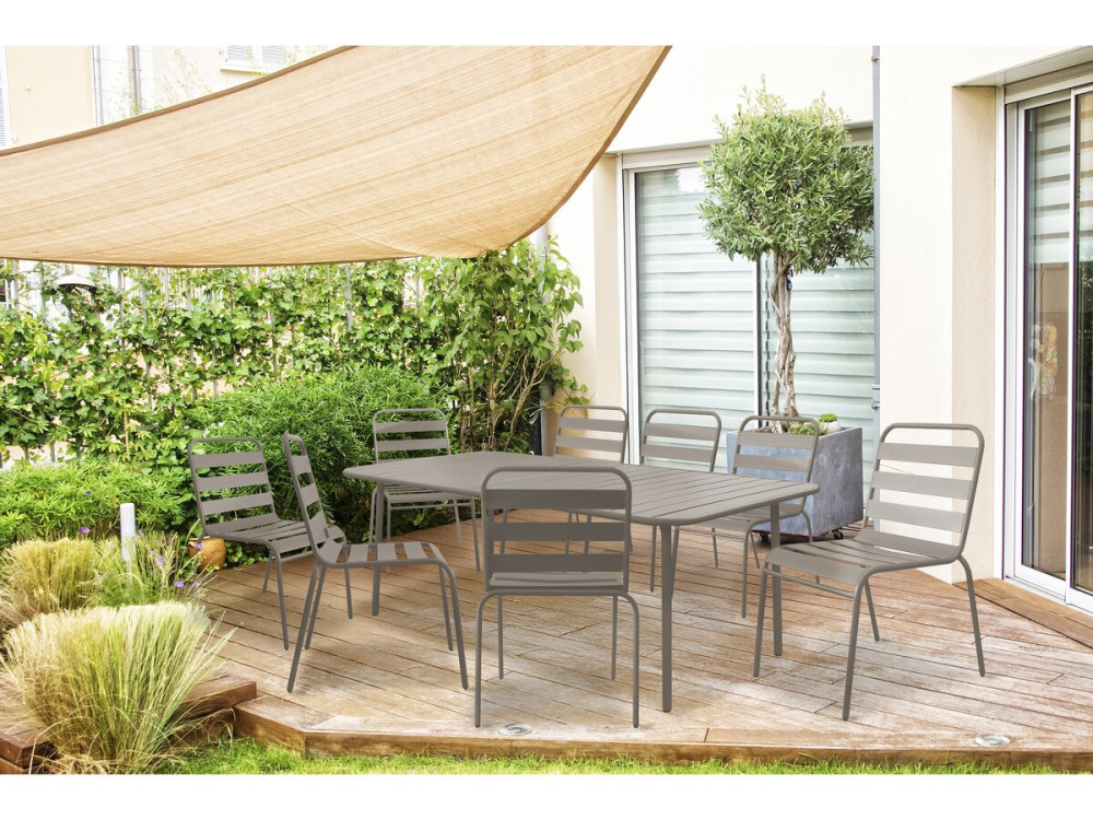 "Bilbao" metal garden furniture set - 8 seats - Taupe