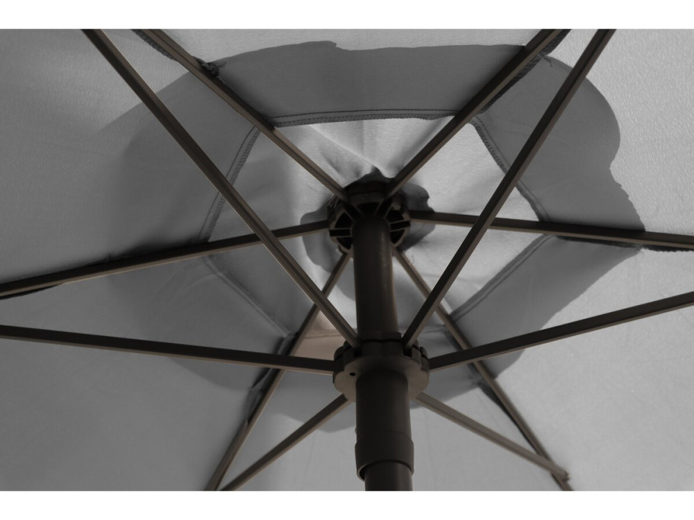 Convivia" metal garden table and chairs with parasol - 4 seats - Light grey