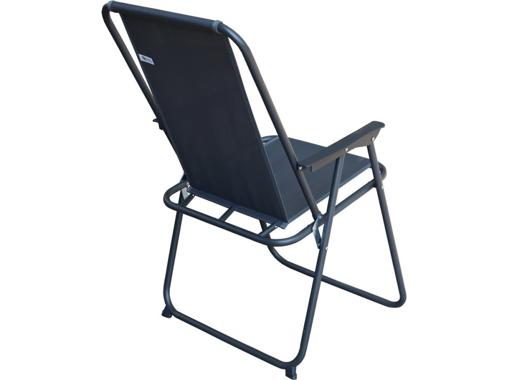 Convivia" metal garden table and chairs with parasol - 4 seats - Charcoal grey