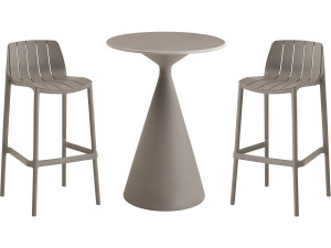 Vaena" high stacking bistro table and chairs - 2 seater - Taupe