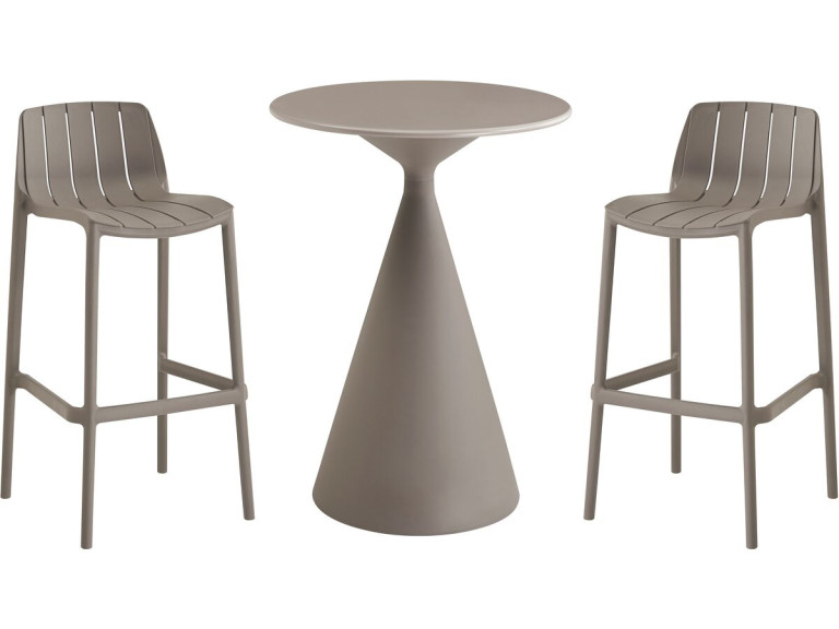 Vaena" high stacking bistro table and chairs - 2 seater - Taupe