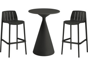 Vaena" high stacking bistro table and chairs - 2 seater - Black