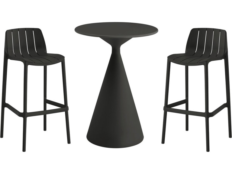 Vaena" high stacking bistro table and chairs - 2 seater - Black