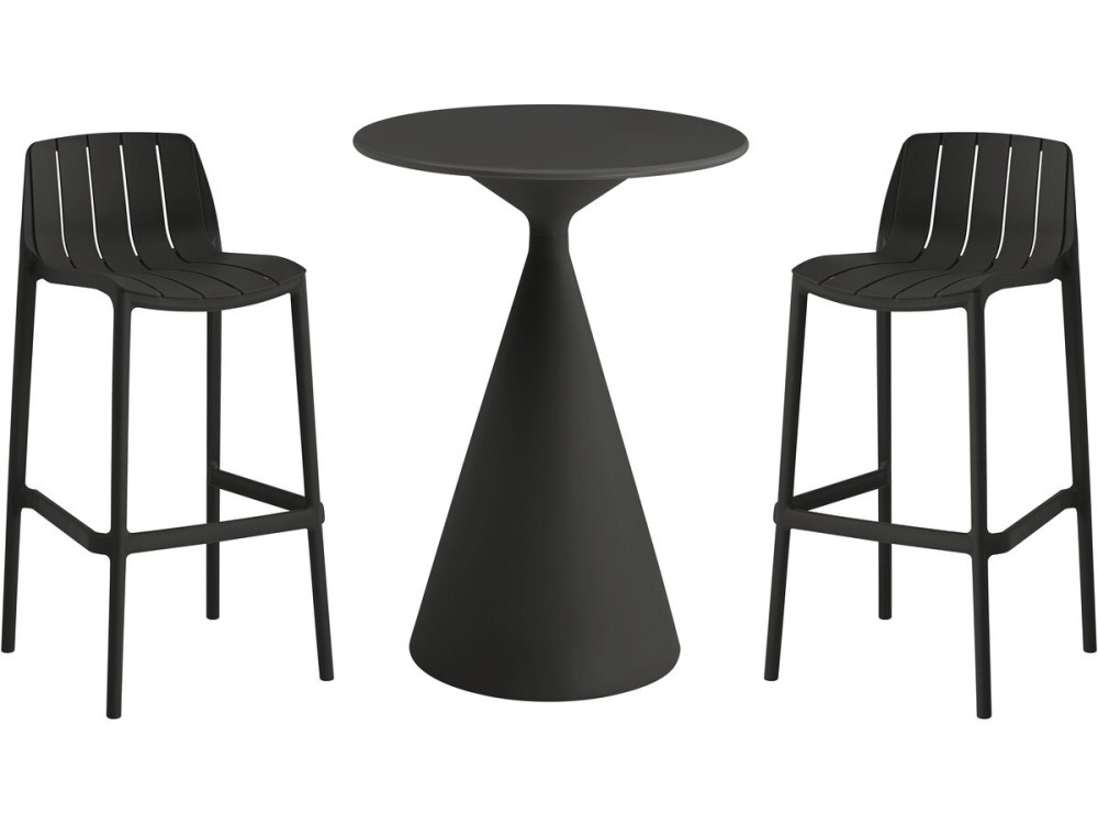Vaena" high stacking bistro table and chairs - 2 seater - Black