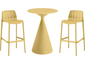 Vaena" high stacking bistro table and chairs - 2 seater - Yellow