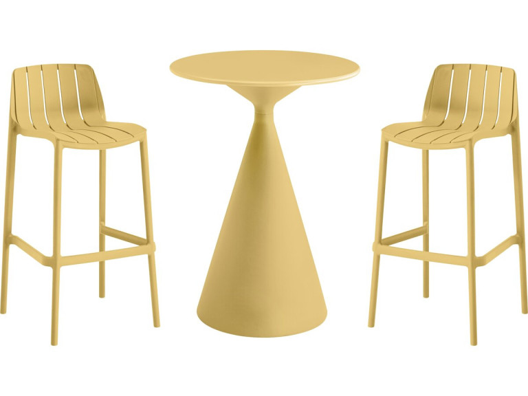 Vaena" high stacking bistro table and chairs - 2 seater - Yellow