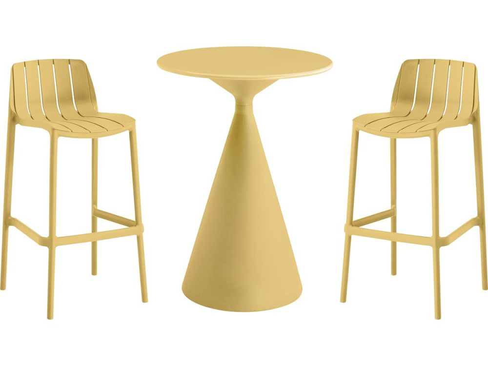Vaena" high stacking bistro table and chairs - 2 seater - Yellow