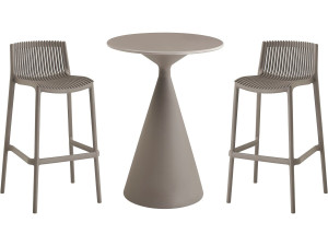 Néora" high stacking bistro table and chairs - 2 seater - Taupe