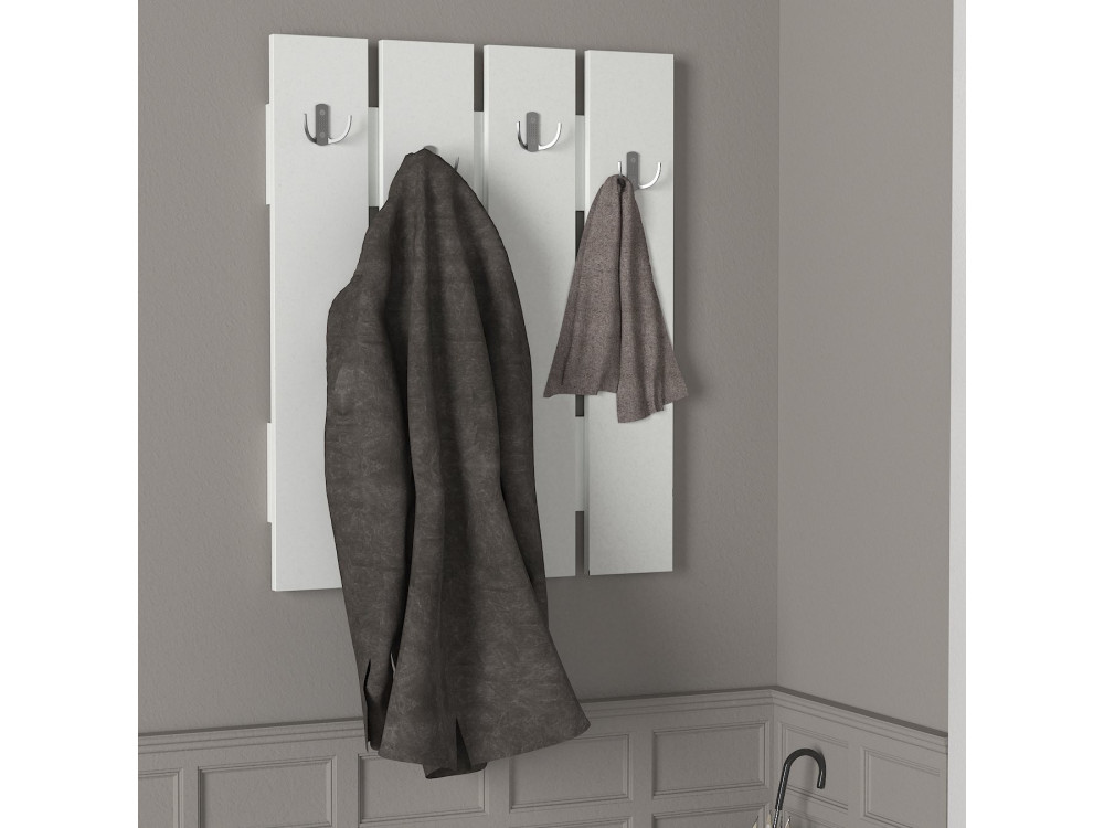 Anita" wooden wall coat rack - 64 x 3 x 80 cm - White