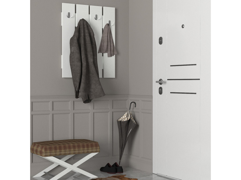 Anita" wooden wall coat rack - 64 x 3 x 80 cm - White