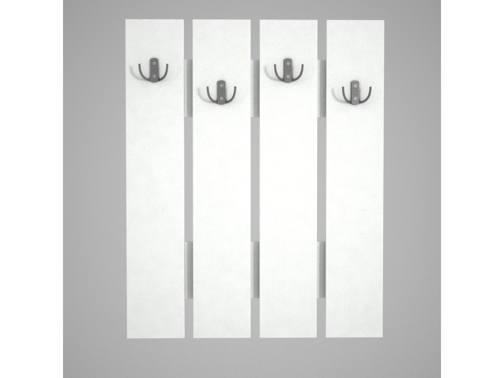 Anita" wooden wall coat rack - 64 x 3 x 80 cm - White