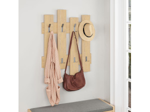 Wave" wooden wall coat rack - 64 x 4 x 79 cm - Beige 2