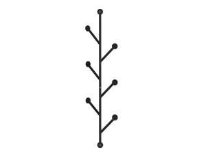 Ponpon" metal wall coat rack - 22 x 5 x 94 cm - Black