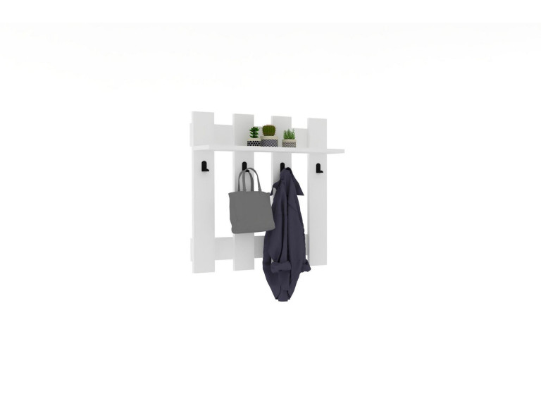 Carina" wooden wall coat rack - 70 x 14 x 70 cm - White