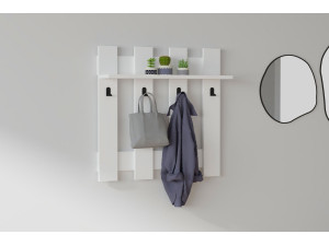 Carina" wooden wall coat rack - 70 x 14 x 70 cm - White 2