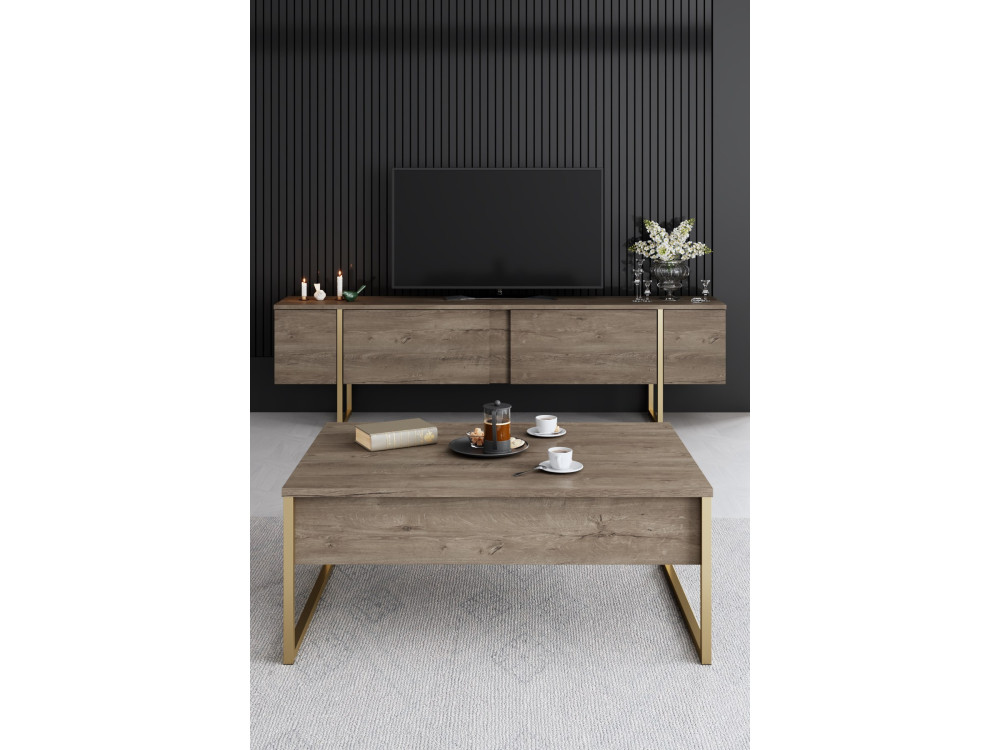 Luxe" wooden lounge furniture set - 160 x 35 x 80 cm - Brown