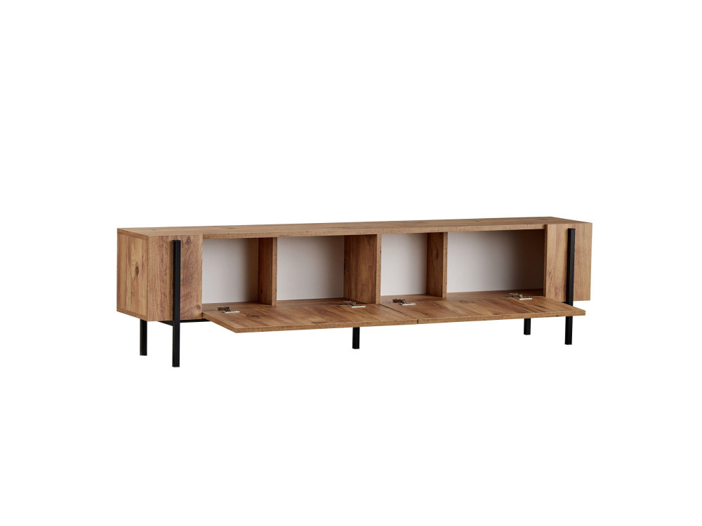 Nexus" wooden TV stand - 180 x 30 x 45 cm - Atlantic Pine / Black