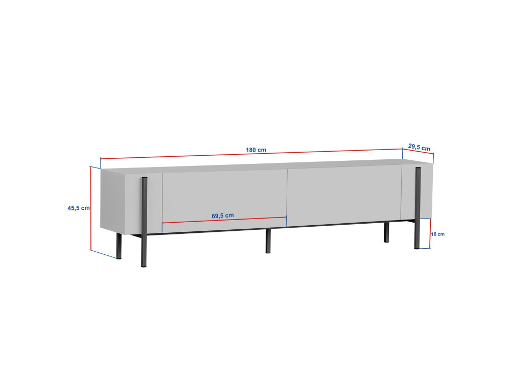 Nexus" wooden TV stand - 180 x 30 x 45 cm - Atlantic Pine / Black