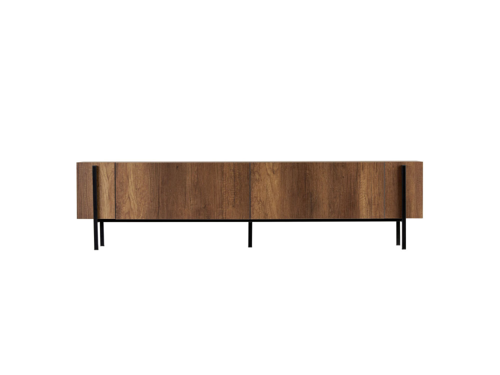 Nexus" wooden TV stand - 180 x 30 x 45 cm - Walnut Baroque / Black