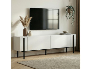 Wooden TV stand "Nexus" - 180 x 30 x 45 cm - Wood Black / Black 2