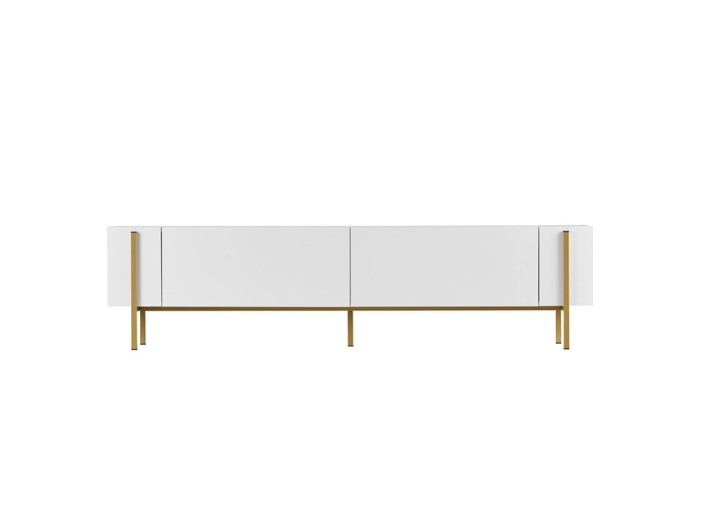 Nexus" wooden TV stand - 180 x 30 x 45 cm - White / Gold