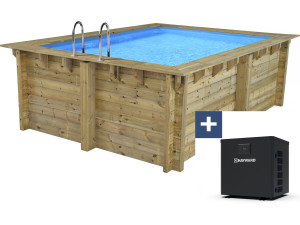 Caimans 120" rectangular wooden pool - 4.10 x 3.00 x 1.24 m + 3.5 kw/h heat pump