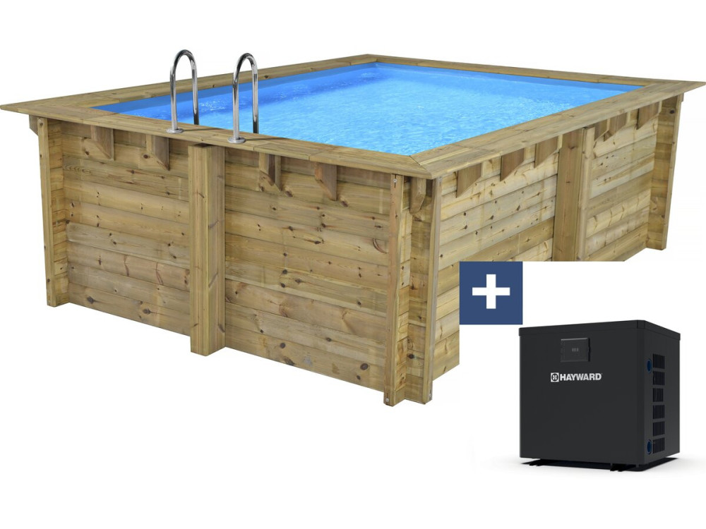 Caimans 120" rectangular wooden pool - 4.10 x 3.00 x 1.24 m + 3.5 kw/h heat pump